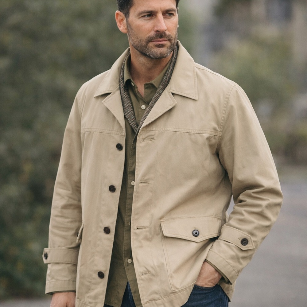 Vintage Safari Field Jacket Tan USA Made Mens 46L